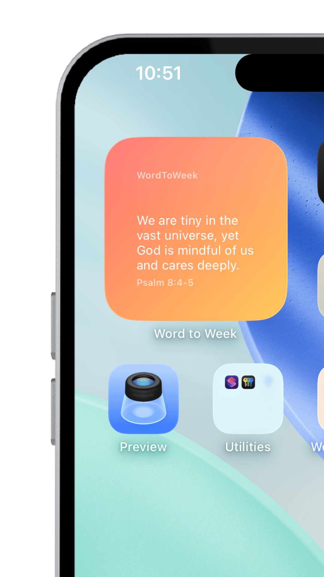 Word to Week on iPhone home screen